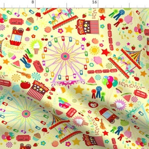 State Fair Fabric - Magical Fairground By Creativetaylor - State Fair Food Snacks Rides Yellow Cotton Fabric By The Yard With Spoonflower