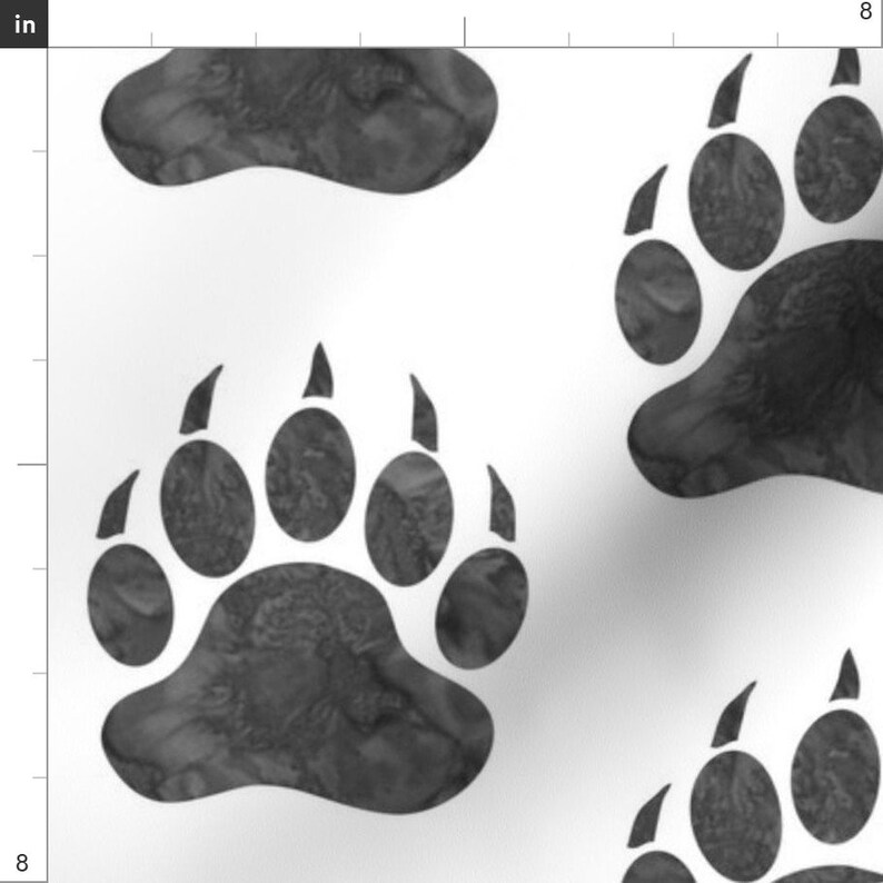 Bear Paw Print Fabric Watercolor Bear Paw Big Grey on Etsy