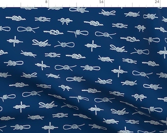Knot Fabric - Knots Sailing Rope Tying Knots Ships Sailboat Nautical Navy By Andrea Lauren - Boat Cotton Fabric by the Yard with Spoonflower