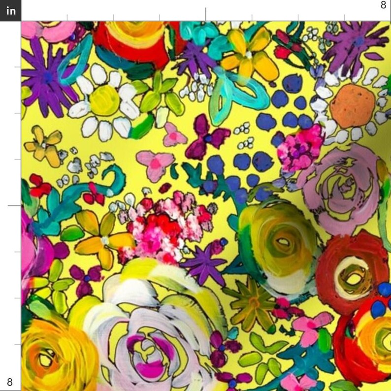 Yellow Floral Fabric - Les Fleurs Yellow By Theartwerks - Yellow Watercolor Flower Garden Summer Cotton Fabric By The Yard With Spoonflower Bild 3