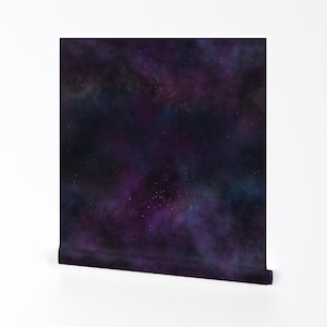 Galaxy Wallpaper - Jumbo Galaxy By 3rittanylane - Purple Black Space Stars Marble Sky Removable Self Adhesive Wallpaper Roll by Spoonflower