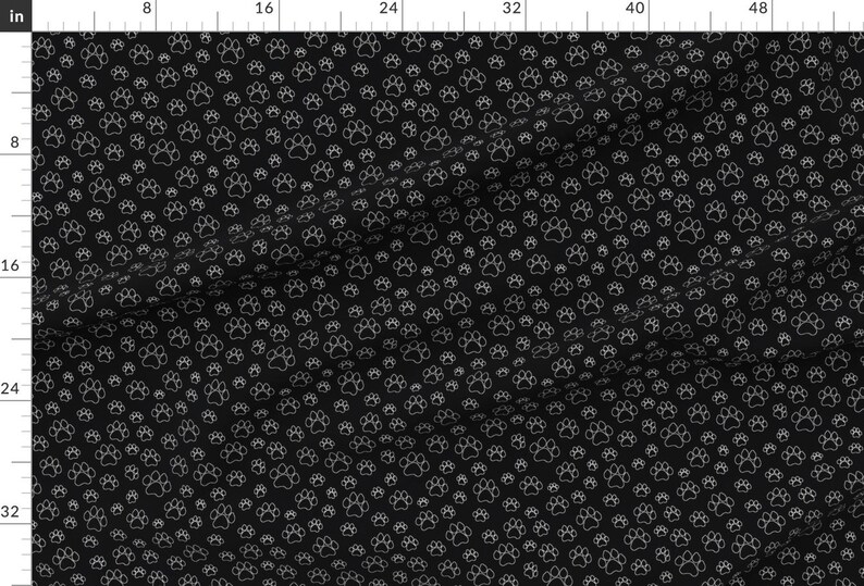 Paw Prints Fabric - Doggy Paw Outlines By Thinlinetextiles - Black White Dog Cat Kids Bandana Cotton Fabric By The Yard With Spoonflower imagen 2