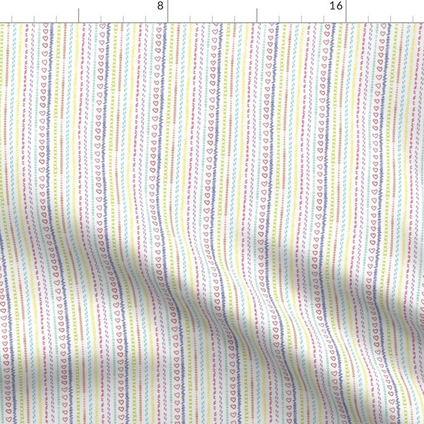 Childish Doodles Fabric - Doodle Art by ameycamp - Vertical Stripes Hearts Lines Gender Neutral Whimsical  Fabric by the Yard by Spoonflower