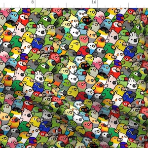 Pet Birds Fabric - Everybirdy by birdhism - Colorful Parrots Lovebird Cockatiel Parakeet Macaw Fabric by the Yard by Spoonflower