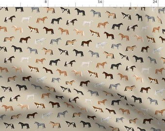 Horse Fabric - Horse Coats Horse Breeds Horses Fabrics Tan By Petfriendly - Horse Watercolor Farm Cotton Fabric By The Yard With Spoonflower
