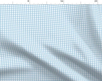 Gingham Fabric - Sky Blue Gingham By Sweetzoeshop - Gingham Sky Blue White Retro Country Decor Cotton Fabric By The Yard With Spoonflower