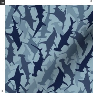 Blue Hammerhead Sharks Fabric - Hammerheads by Kolekine - Sharks Sea ...