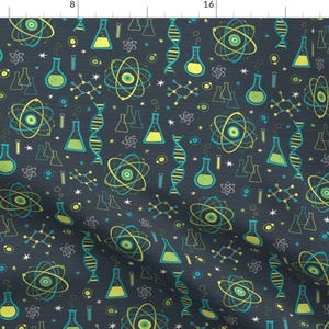 Science Fabric - Midcentury Mod Science By Robyriker - Gray Green Blue Doctor Chemistry Biology Cotton Fabric By The Yard With Spoonflower