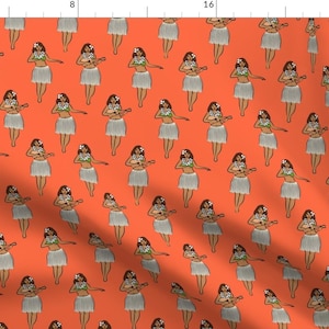 Retro Hula Girl Fabric - Hula Girl Retro By Littlearrowdesign - Hawaiian Retro Hula Girl Cotton Fabric By The Yard With Spoonflower