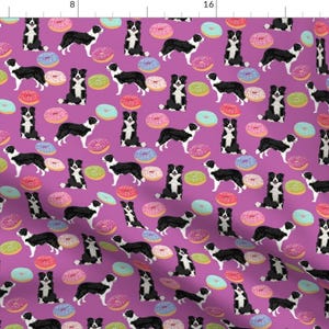 Border Collies Fabric - Border Collie Donuts Fabric Cute Designs Best Quilting Fabrics By Petfriendly - Fabric By The Yard With Spoonflower