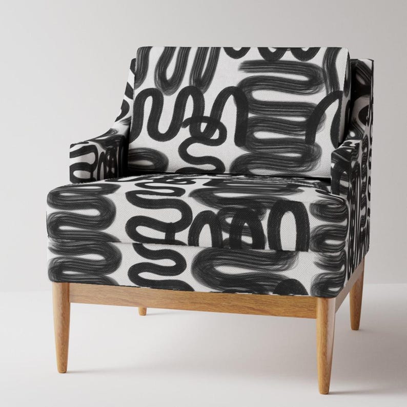 Tela de tapicería con garabatos de grafiti - Graffiti Squiggle de danika_herrick - Tela blanca y negra con gráficos llamativos cortada a medida con Spoonflower imagen 5