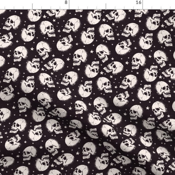 Gothic Skulls Fabric - Small Skulls by moon_up_studio - Dark Autumn Fall Halloween Spooky Grunge Skeletal  Fabric by the Yard by Spoonflower