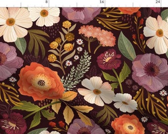Autumn Floral Fabric - Victoria's Gift by fineapple_pair - Dark Floral Victorian Fall Seasonal Moody Fabric by the Yard by Spoonflower