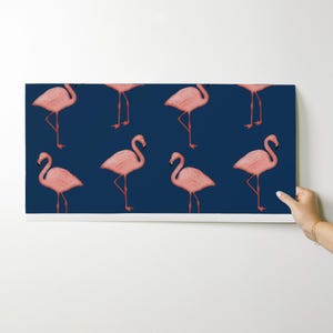 Flamingo Wallpaper - Flamingos On Navy By Willowlanetextiles - Flamingo Custom Printed Removable Self Adhesive Wallpaper Roll by Spoonflower image 9