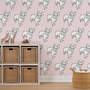 French Bulldog Walllpaper Frenchie on Blush by Tarareed - Etsy