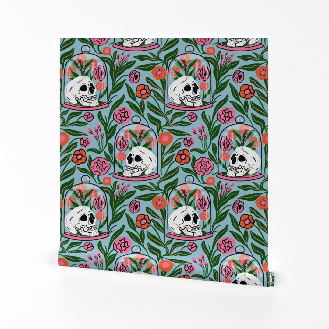 Whimsigoth Wallpaper Skull Terrarium by Tarareed Skulls Flowers Witchy