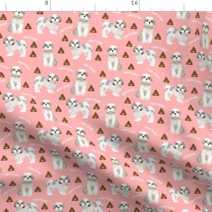 Shih Tzu Not Fabric - Shih Tzu Poop 2 By Petfriendly - Puppy Poop Emoji Pink Kids Dog Pattern Cotton Fabric By The Yard With Spoonflower