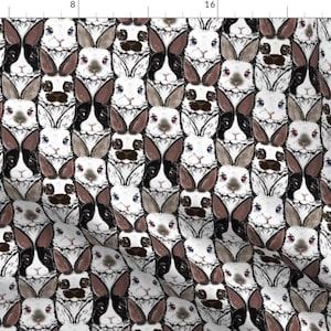Bunny Fabric - Bunch Of Bunnies By Eclectic House - Brown Black White Rabbit Animal Woodland Cotton Fabric By The Yard With Spoonflower