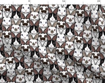 Bunny Fabric - Bunch Of Bunnies By Eclectic House - Brown Black White Rabbit Animal Woodland Cotton Fabric By The Yard With Spoonflower