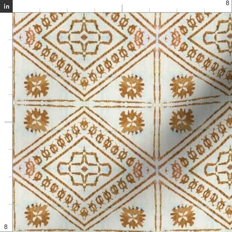 Fiji Fabric Fijian Tapa 54 By Hypersphere Tribal Mustard Etsy