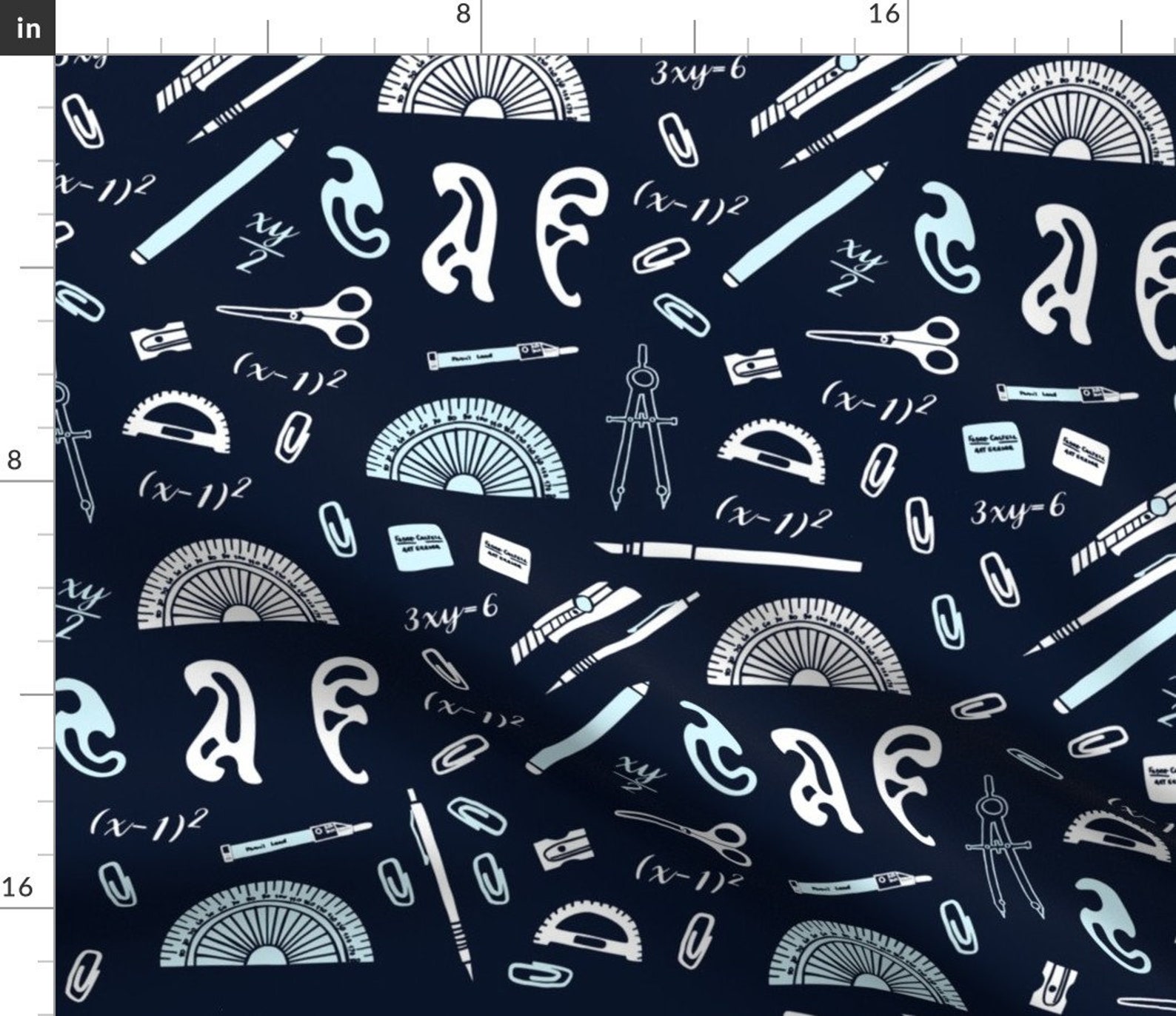 Maths Accessories Fabric Math Theme Fabric by Kapotka Etsy UK
