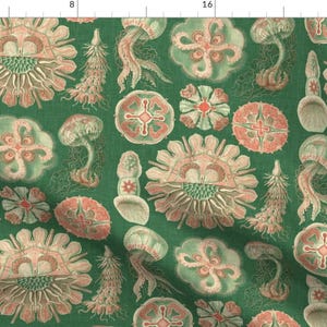 Beach Fabric - Sea Creatures In Coral By Willowlanetextiles - Beach Vintage Botanical Cotton Fabric By The Yard With Spoonflower