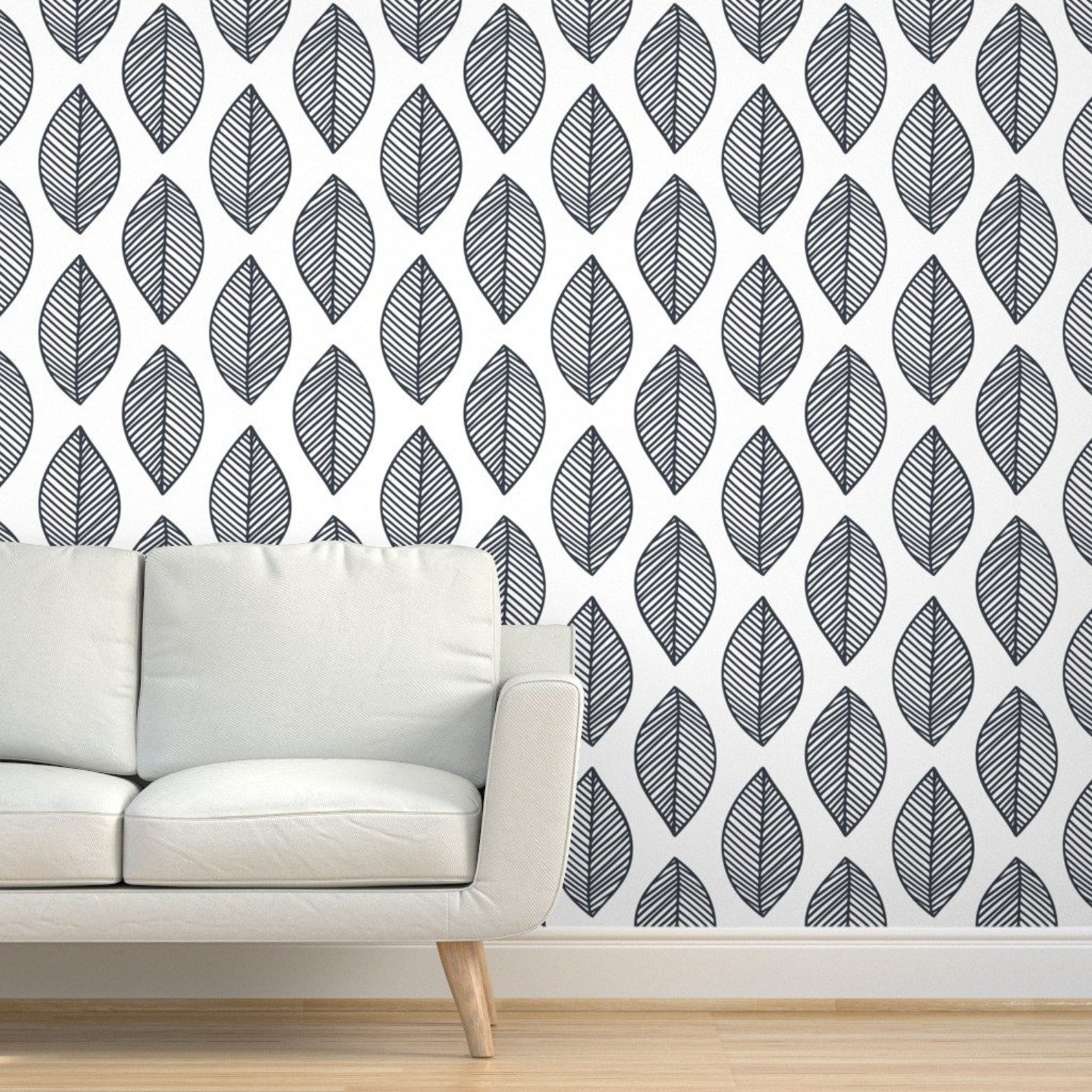 Gray Leaf Wallpaper Leaf on Repeat by Jillcookdesigns Leaf Etsy