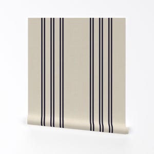 Carta da parati Aegean - Aegean Stripe Navy di Holli Zollinger - Rotolo di carta da parati autoadesiva rimovibile stampata personalizzata Aegean di Spoonflower