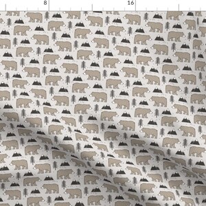Bears Fabric - Mountain Bear Woodland Smaller By Caja Design - Rustic Woodland Baby Boy Nursery Cotton Fabric By The Yard With Spoonflower