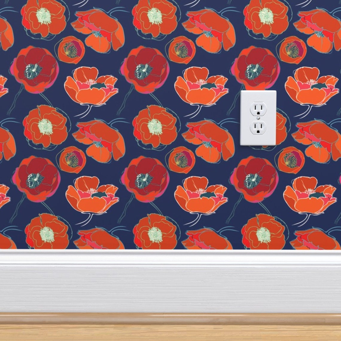Poppy Wallpaper California Poppies by Limezinniasdesign | Etsy