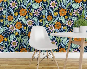Papel pintado Nouveau - Diseño de estilo Art Nouveau de Stolenpencil - Rollo de papel pintado autoadhesivo removible con impresión personalizada Nouveau de Spoonflower