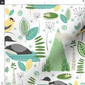 Lake Birds Fabric - Day At My Lake By Hali Macdesign - Goldfinch Loon Waterfowl Wild Bird Birding Cotton Fabric By The Yard With Spoonflower image 3