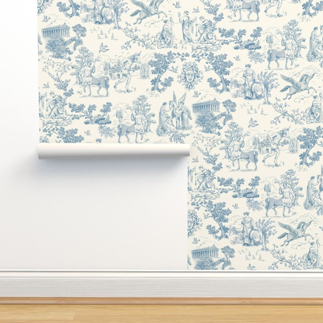Greek Mythology Wallpaper Greek Mythology Toile Blue by - Etsy