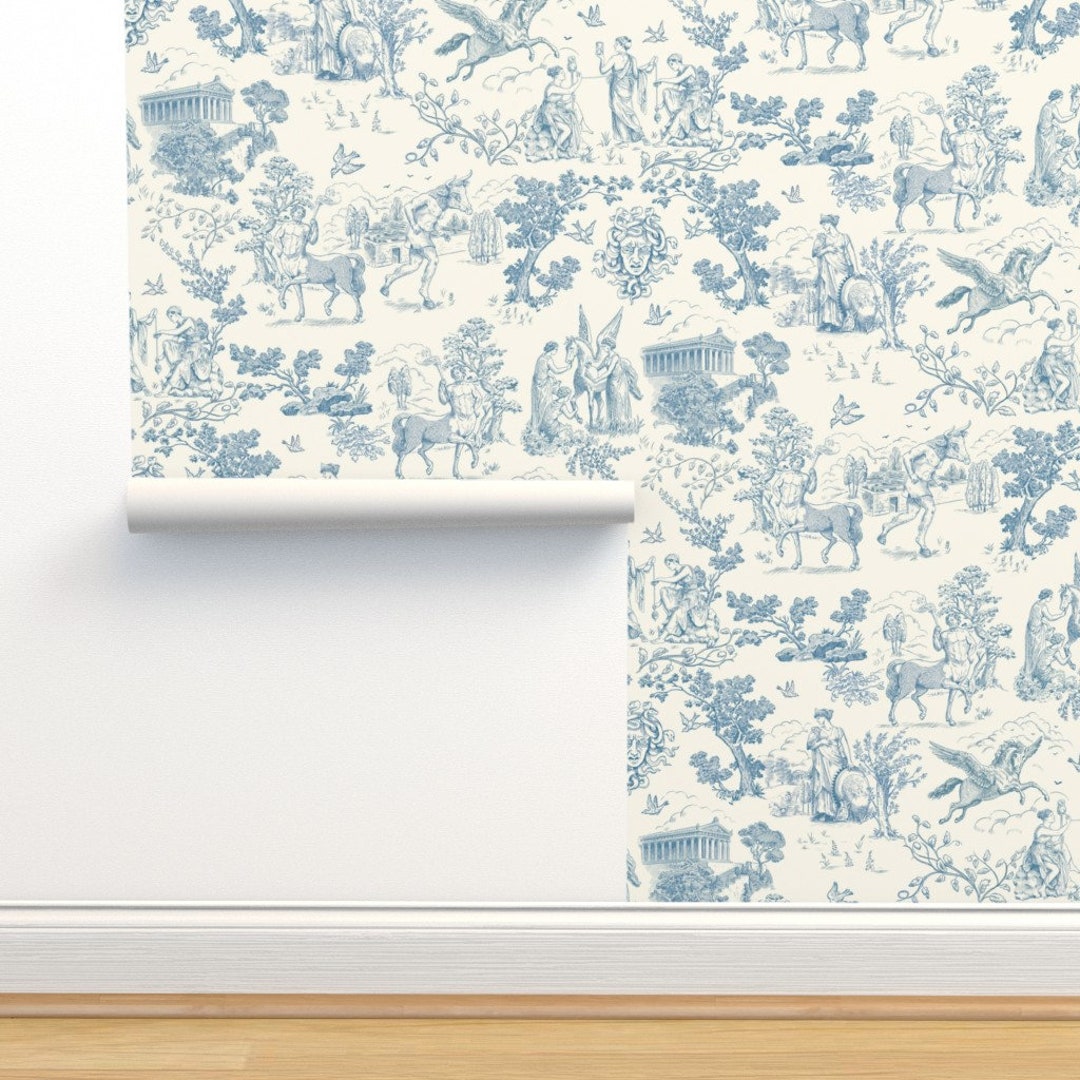 Greek Mythology Wallpaper Greek Mythology Toile Blue by - Etsy Australia