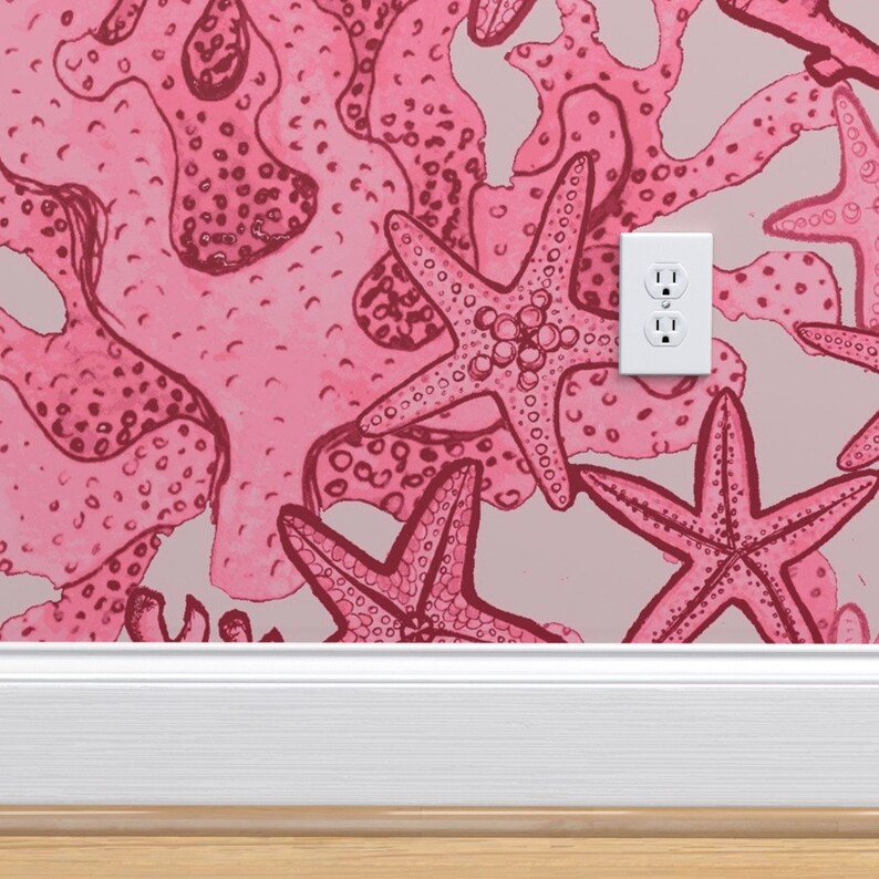 Pink Coral Starfish Wallpaper Coral Starfish by | Etsy