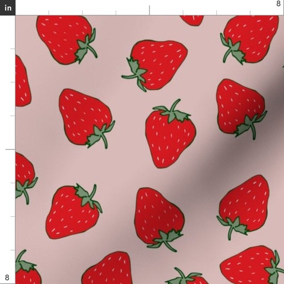 Strawberry Fabric by The Yard, Kawaii Upholstery Fabric for Women Girls  Kids Kawaii Fabric,Pink Kawaii Strawberry Indoor Outdoor Fabric, Food Fruit