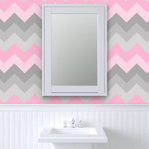 Pink Gray Wallpaper - Pink Gray Ombre Chevron Large By Decamp Studios - Custom Printed Removable Self Adhesive Wallpaper Roll by Spoonflower image 8