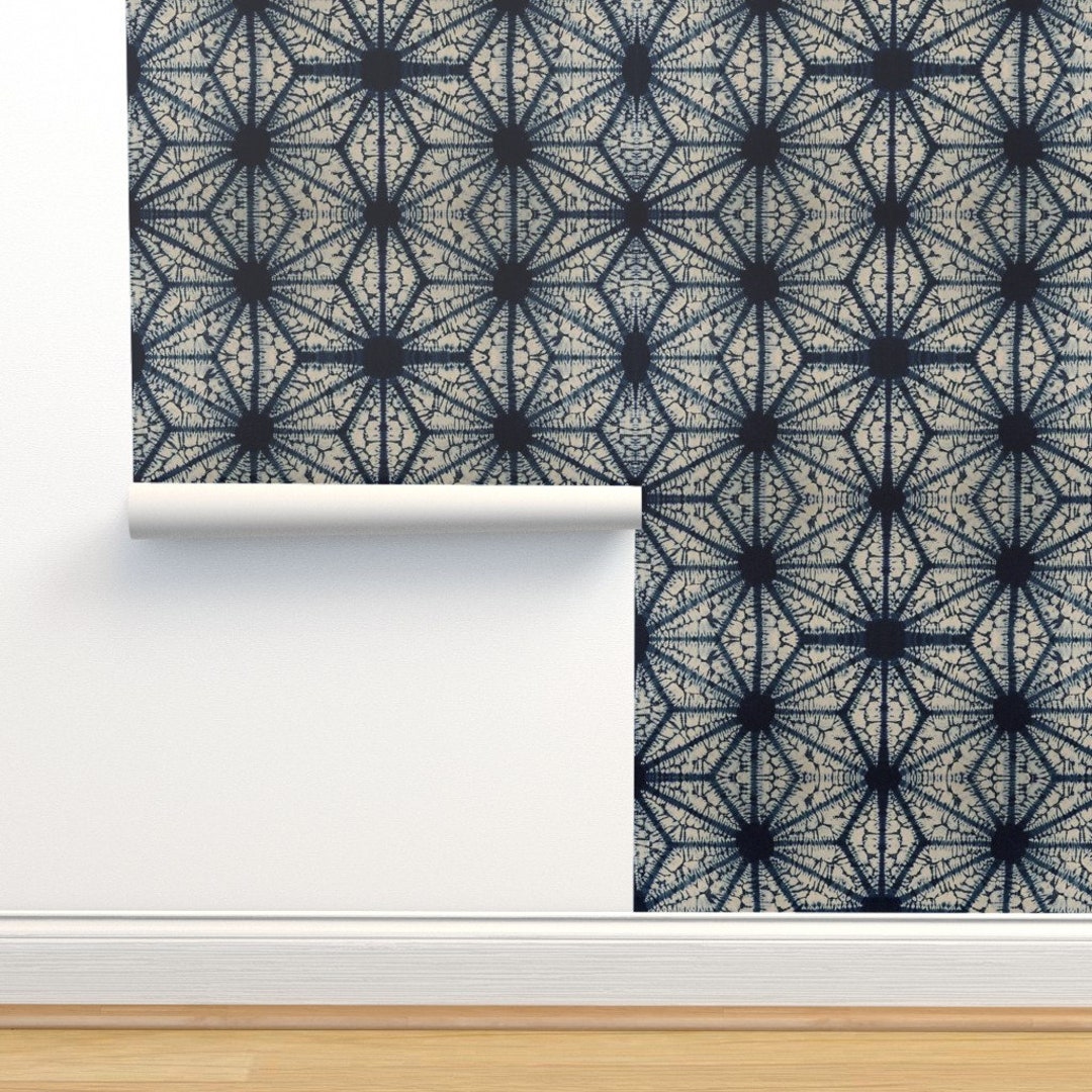Shibori Wallpaper Shibori Star by Pricedesigns Indigo - Etsy