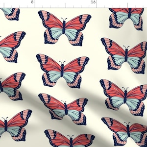 Pink and Blue Butterfly Fabric - Bold Butterfly By Stacyiesthsu - Butterfly Nursery Decor Cotton Fabric By The Yard With Spoonflower