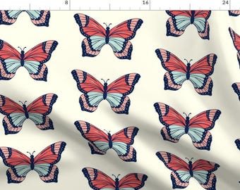 Pink and Blue Butterfly Fabric - Bold Butterfly By Stacyiesthsu - Butterfly Nursery Decor Cotton Fabric By The Yard With Spoonflower