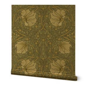 Victorian Gold or Silver Metallic Wallpaper - Pimpernel by utart - William Morris Antique Large Scale Vintage Wallpaper Roll by Spoonflower