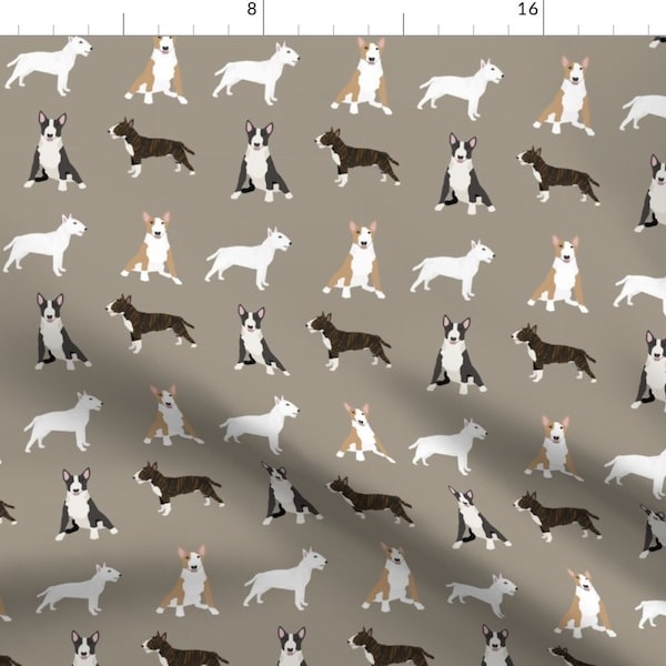 Bull Terrier Fabric - Bull Terrier Mixed Coat Colors Simple Terriers Dog Breed By Petfriendly - Cotton Fabric By The Yard With Spoonflower