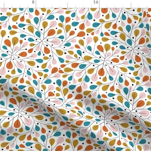 Retro Leaves Fabric - Mid-Century Modern Leaves By Mcswiss - Forest Woodland Trees Branches Fall Cotton Fabric By The Yard With Spoonflower