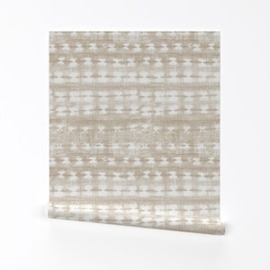 Neutral Boho Removable Peel and Stick Wallpaper - Tie Dye Bohemian Beige Tan White - Wall Art Wall Decor - Rustic Sand by alison_janssen
