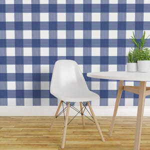 Blå Buffalo Rutig Tapet - Blåvit Rutig Av Danika Herrick - Specialtryckt Avtagbar Självhäftande Tapetrulle Av Spoonflower