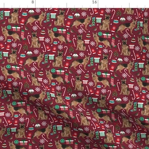 Holiday Shepherd Fabric - German Shepherds Dogs Christmas Red By Petfriendly - Winter Dog Cotton Fabric by the Yard with Spoonflower