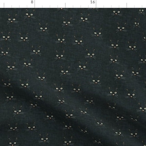 Cat Fabric - Noir Cat Face By Nouveau Bohemian - Black Halloween Feline Kitten Pet Cute Kids Cotton Fabric By The Yard With Spoonflower
