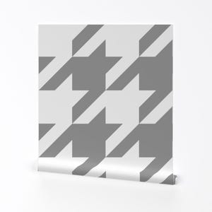 Houndstooth Wallpaper - Houndstooth Gray White By Peacoquettedesigns - Custom Printed Removable Self Adhesive Wallpaper Roll by Spoonflower