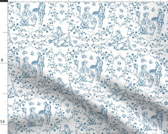 Toile Fabric Marseilles Toile Blue and White by Peacoquettedesigns