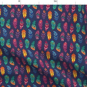 Feathers Fabric - Indian Dream By Penguinhouse - Indian Boho Feathers Colorful Upholstery Fashion Cotton Fabric By The Yard With Spoonflower